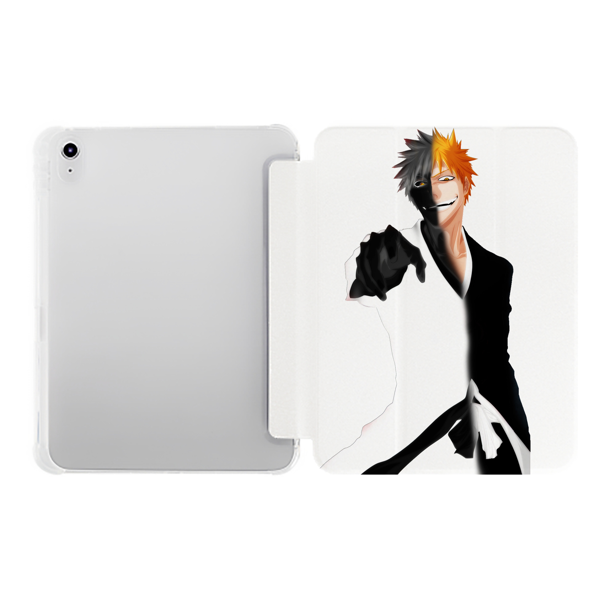 （画像用） ブリーチ 黒崎一護（くろさき いちご）BLEACH Kurosaki Ichigo IPad ケース ペン収納付き 三つ折りスタンド PUレザー×シリコン 対応機種9.5/10.5/10.9インチ